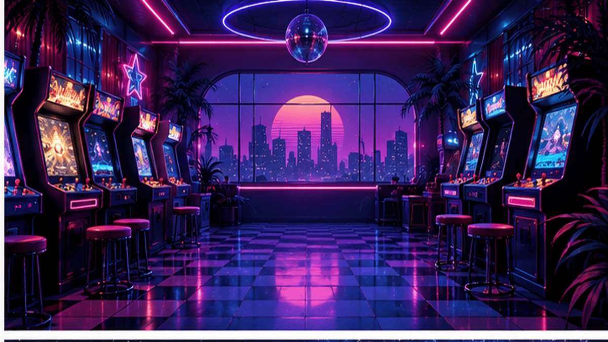 Retro Neon Arcade full profile background