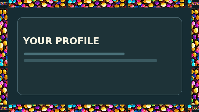 Candy Confetti border displayed on a sample profile panel