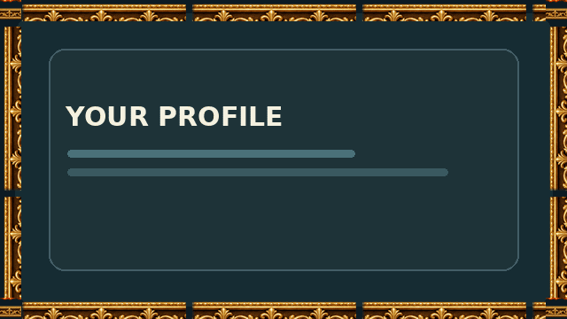 Gold Royal Filigree border displayed on a sample profile panel