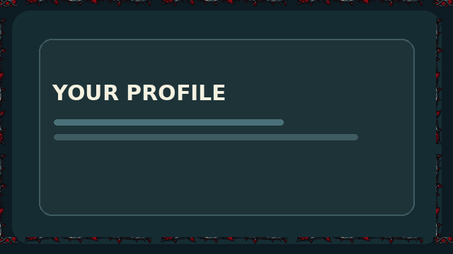 Ruby Glitter border displayed on a sample profile panel