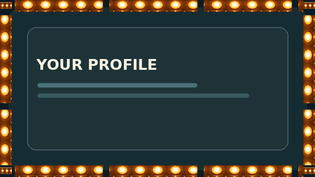 Golden Theatre Lights border displayed on a sample profile panel
