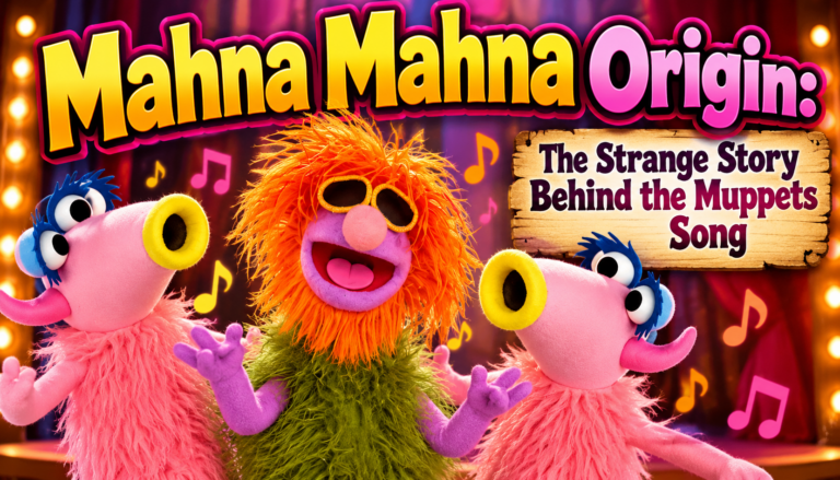 Mahna Mahna and the two pink Snowths from The Muppet Show performing on a colorful stage, with the title “Mahna Mahna Origin: The Strange Story Behind the Muppets Song